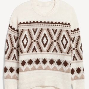 NWT OLD NAVY Cozy Pullover Sweater Color: Neutral Fair Isle  SIZE MEDUIM